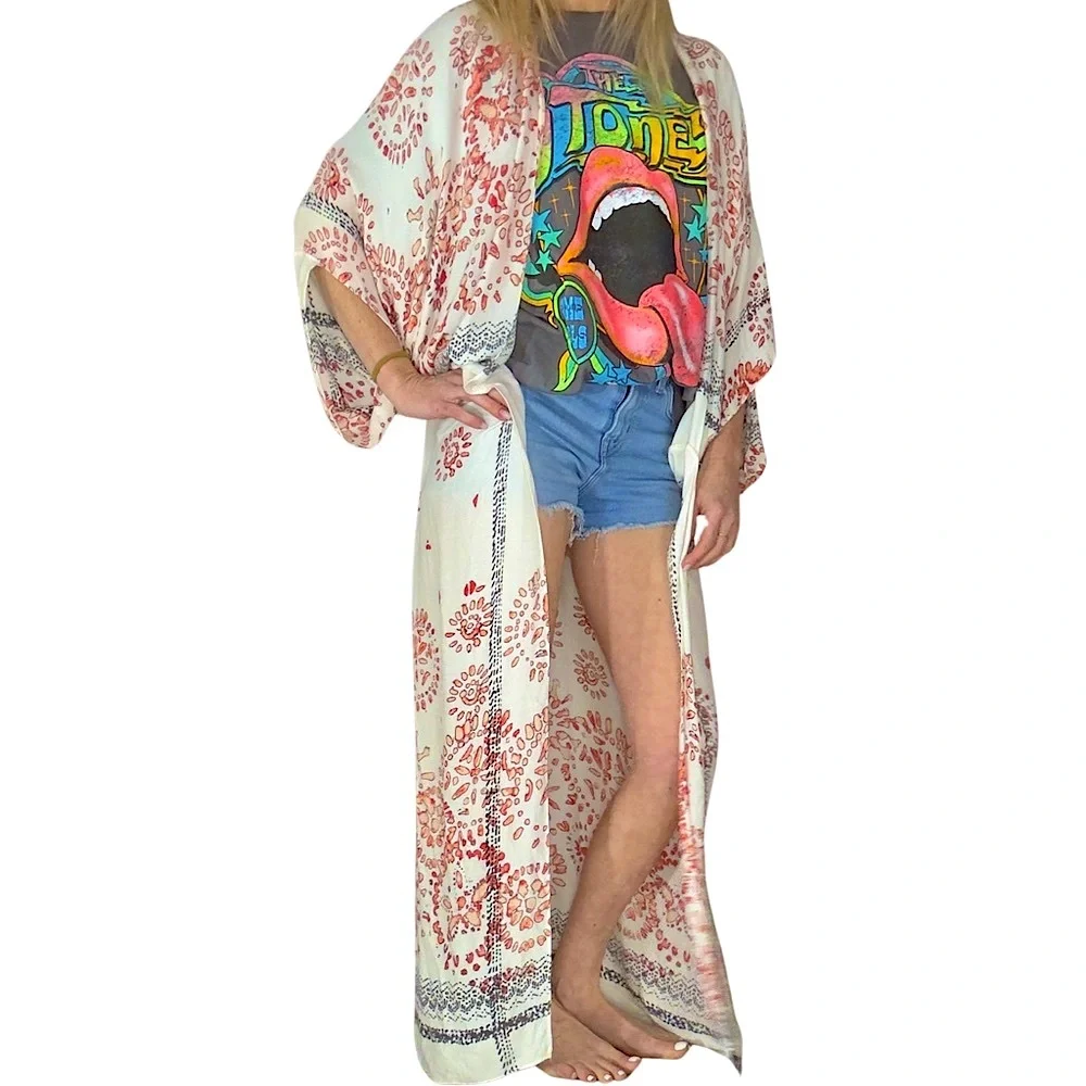 BOUTIQUE* Boho Print‎ Summer Kimono Duster - Picture 8 of 10